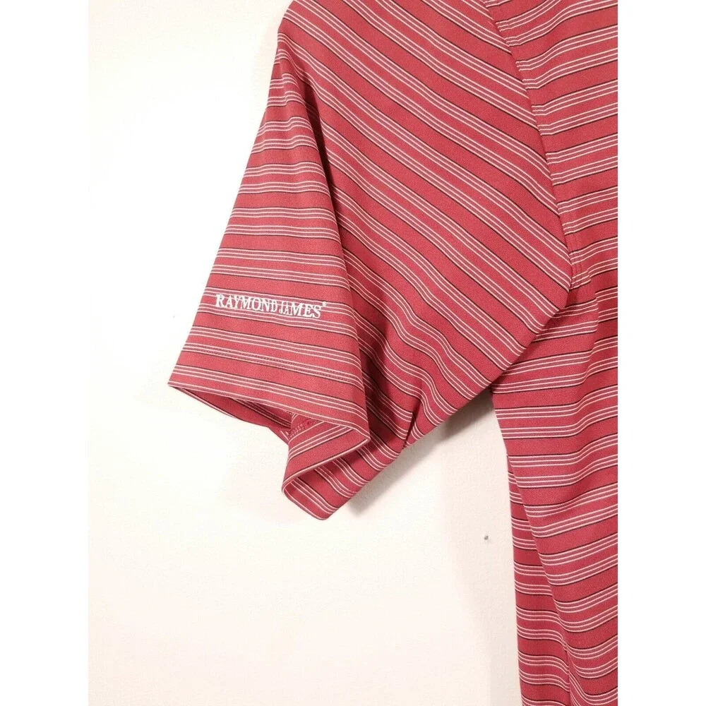 Nike Golf Polo Shirt Men's Small Red Striped Lansdowne Raymond James Logos